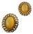 A 1970s Gilt Metal and Faux Oval Gold Pearls Italian Set of Clip-on Earrings For Sale