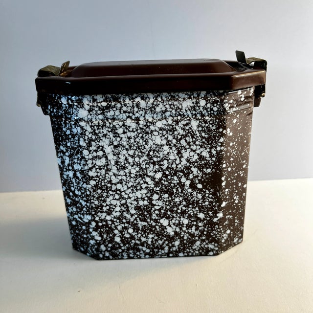 Brown 1920 French Enamel Lunch Carrier For Sale - Image 8 of 8