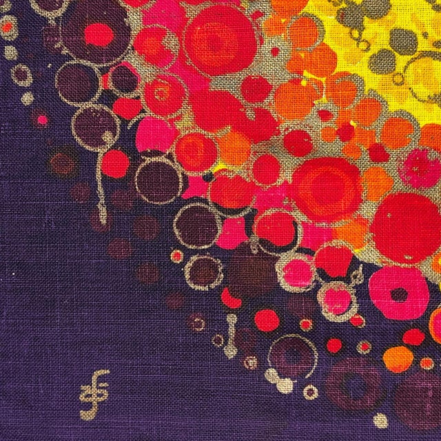 Textile Vintage Danish Hand-Printed Textile Wall Hanging by Hans Jürgen Schöbel for Södahl, 1960s For Sale - Image 7 of 9