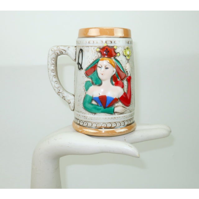 Lustreware King & Queen Playing Card Beer Steins Novelty Barware, a Pair For Sale - Image 12 of 12
