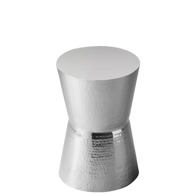 Contemporary Dimple Round 12"W Accent Table, Silver For Sale - Image 3 of 3