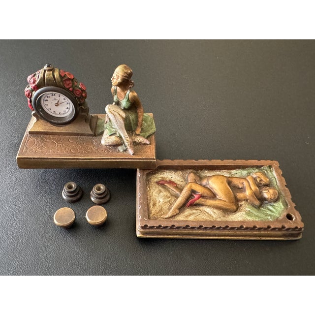 Antique "Viennese Bronze" Figurine Ft. Ballerina W/Omega Clock & Erotic Chamber For Sale - Image 17 of 18