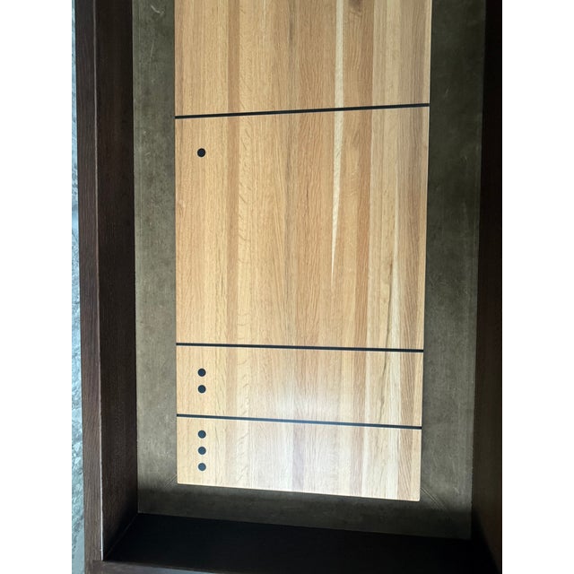 District Eight Artisanal 13’ Shuffleboard Table, Smoked Oak Frame & Cast Iron Base For Sale - Image 13 of 13