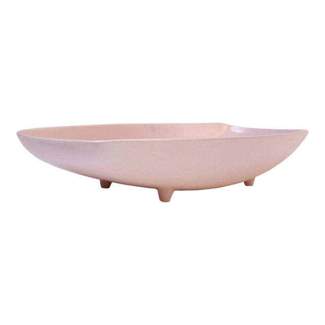 Vintage Pink Ceramic Elongated Footed Tray by Royal Haeger For Sale
