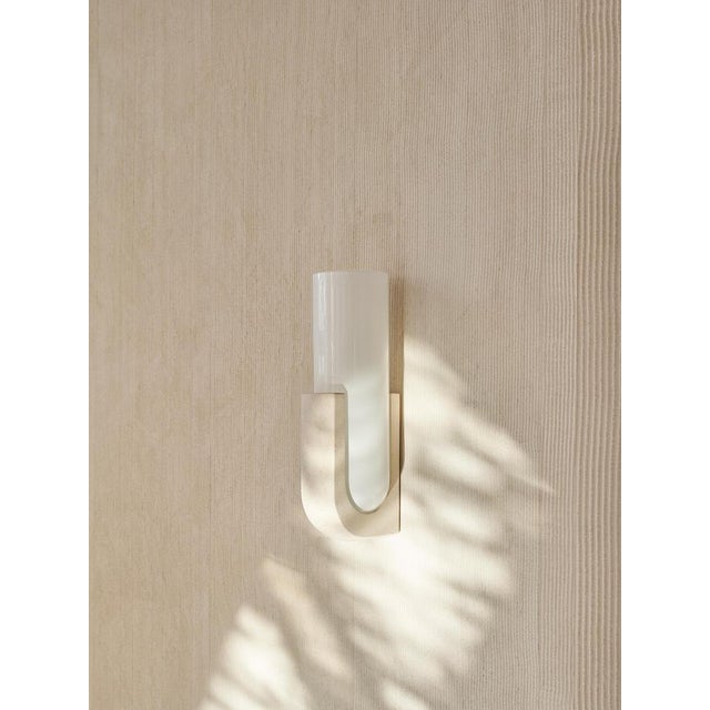 Contemporary Pluto Sconce in Ceramic Stone and White Glass by Farrah Sit For Sale - Image 3 of 11