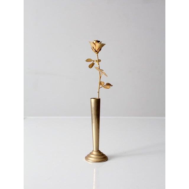 Mid-Century Modern Mid-Century Brass Rose Bud Vase Figurine For Sale - Image 3 of 12