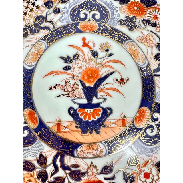 Ceramic Antique Imari Chinoiserie Plates-Set of 3 For Sale - Image 7 of 13