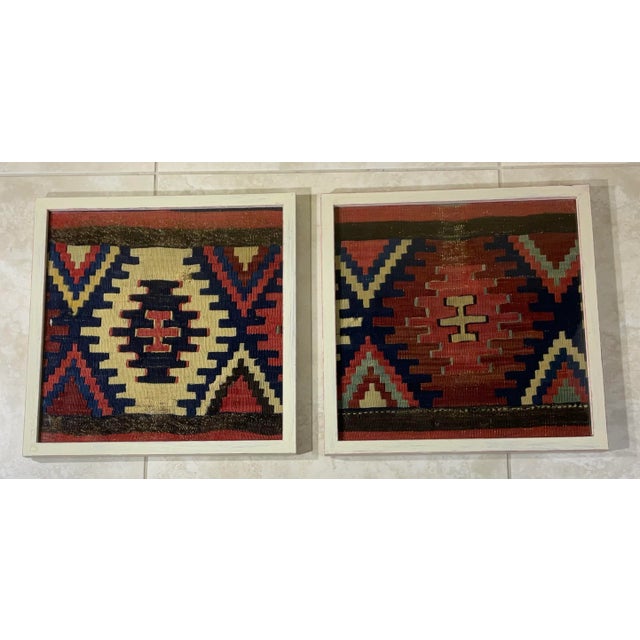 Pair of 19 Century Handwoven Antique Textile Wall Hanging For Sale - Image 4 of 9