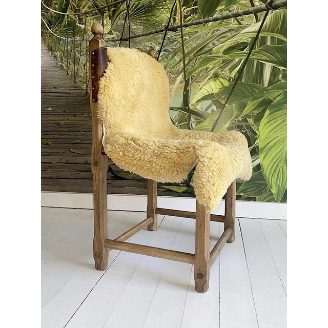 Brown Hungarian Artisanal Oak and Leather Chair For Sale - Image 8 of 15