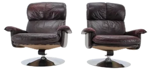 Set of Scandinavian Space Age Style Leather and Chrome Armchairs from M-Top, 1970s