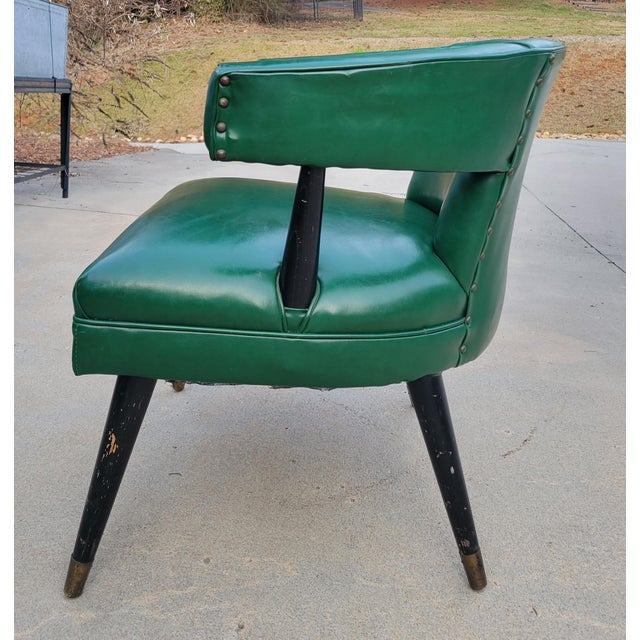 1960s Emerald Green Tufted Tub Chair Attributed to Lenoir Furniture For Sale - Image 4 of 9
