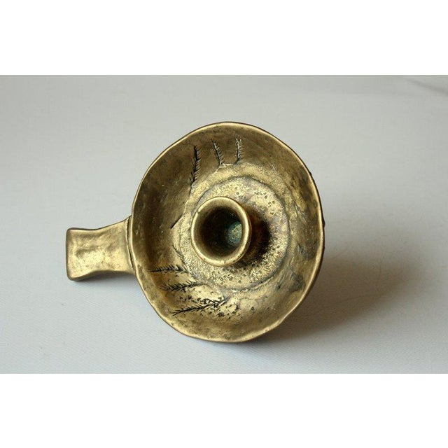 1960s - Handmade Brutalist Heavy Weight Brass Candle Stick - Vintage For Sale - Image 4 of 7