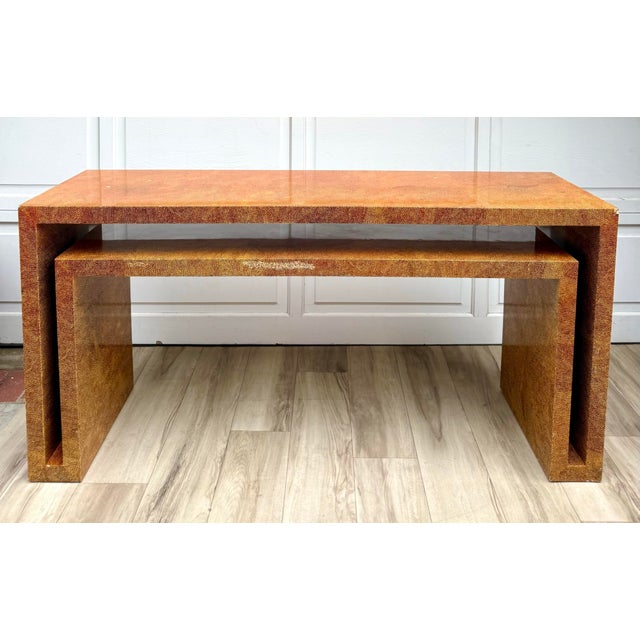 Orange Postmodern Karl Springer Style Architectural Console Table For Sale - Image 8 of 16