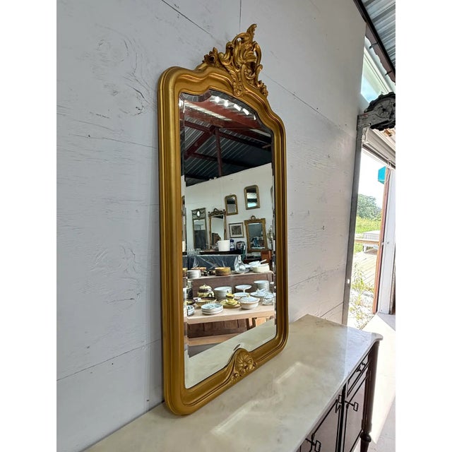 19th Century 19th Century Large French Louis Phillipe Carved and Giltwood Mirror For Sale - Image 5 of 13