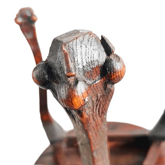 Vintage Round Side Table with Carved Wood Top, 1920s For Sale - Image 9 of 10