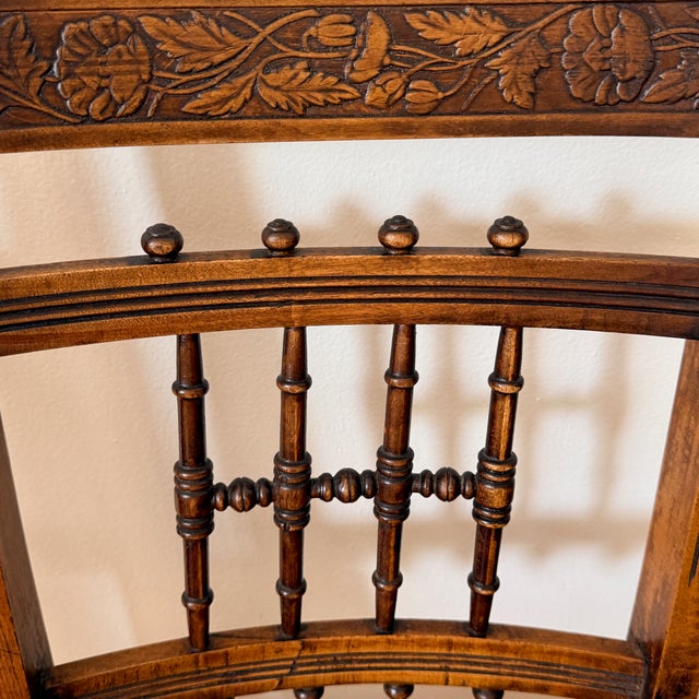 Pair Pressed Back Chairs With Leather Seats For Sale - Image 4 of 11