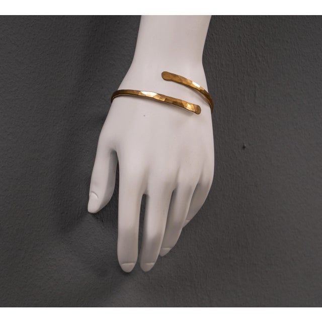 Goldenrod Brass Cuff Bracelet with Circles, 1980s For Sale - Image 8 of 9