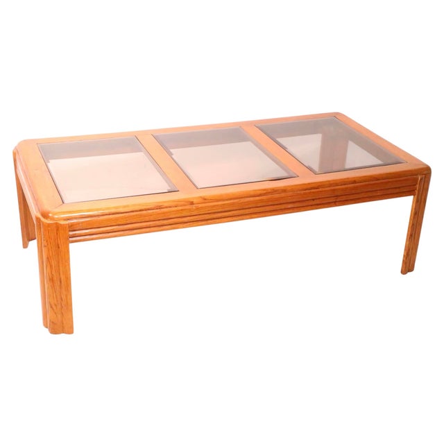 Mersman Late 20th Century Post Modern Oak and Glass Coffee Table For Sale - Image 4 of 9