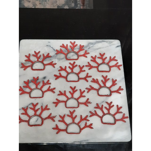 Red Coral Beaded Napkin Rings For Sale - Image 12 of 13