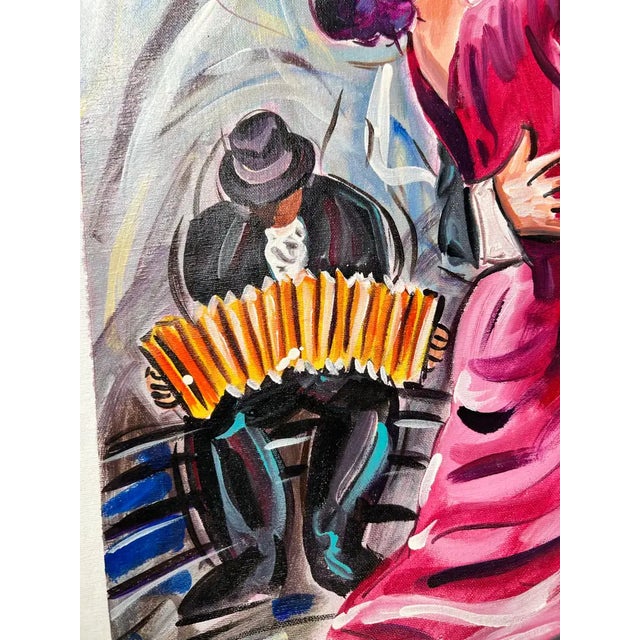 Paint Figurative Oil on Canvas Painting Titled " Pasion Tanguera " Hand Signed Dated 2011 For Sale - Image 7 of 14