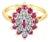 Ruby Diamond Pave Cluster Ring 14k Yellow Gold, Size 4 For Sale