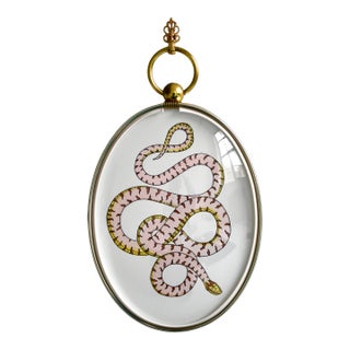Snake Painting in Vintage Frame For Sale