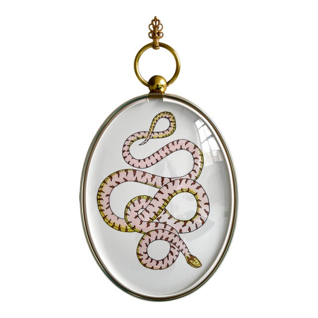 Snake Painting in Vintage Frame For Sale