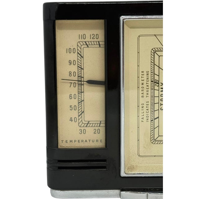 1940’s Art Deco Style Weather Station With Black Bakelite Cabinet Made by Fee and Stemwedel Inc in Chicago For Sale - Image 4 of 12