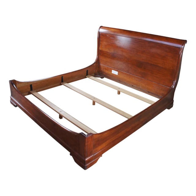 Stickley French Louis Philippe Style Solid Cherry Queen Size Sleigh Bed For Sale