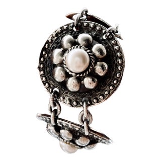 Vintage French Floral Medallion Bracelet, Attributed to Chanel, Acquired in Paris For Sale