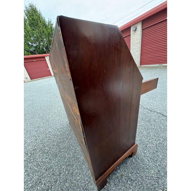 Early 20th Century George III Mahogany Slant Front Desk With Inlay and Fitted Interior For Sale - Image 12 of 12