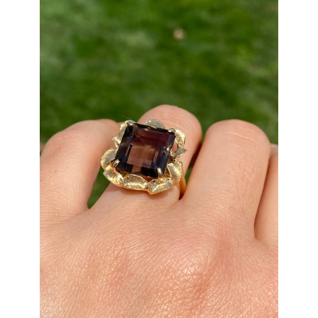 Metal The Radiant Amber: Smoky Quartz Ring in Yellow Gold For Sale - Image 7 of 8