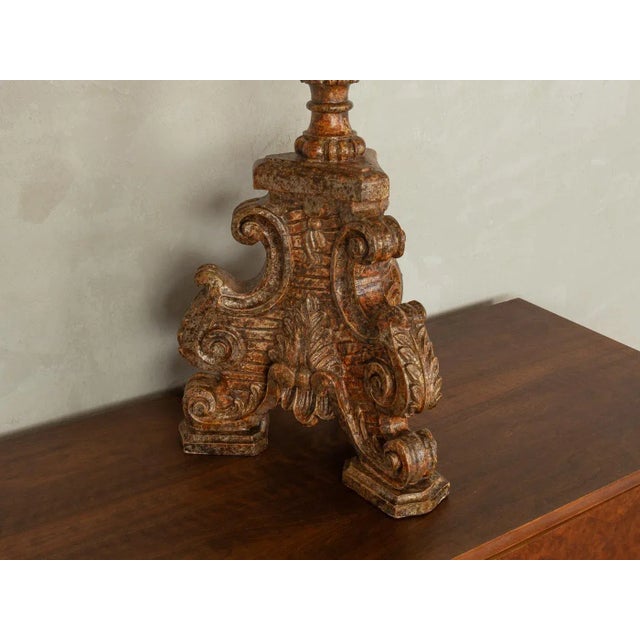 Wood Baroque Table Lamp, 1960s For Sale - Image 7 of 8