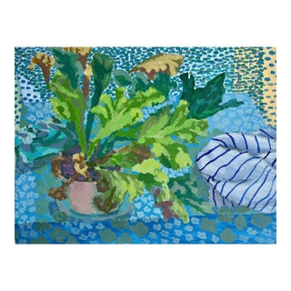 Birdsnest Fern, Original Impressionist Oil Painting by Molly Mansfield For Sale