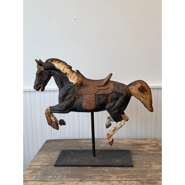 Black Cast Iron Carousel Horse on Stand C 1910 For Sale - Image 8 of 9