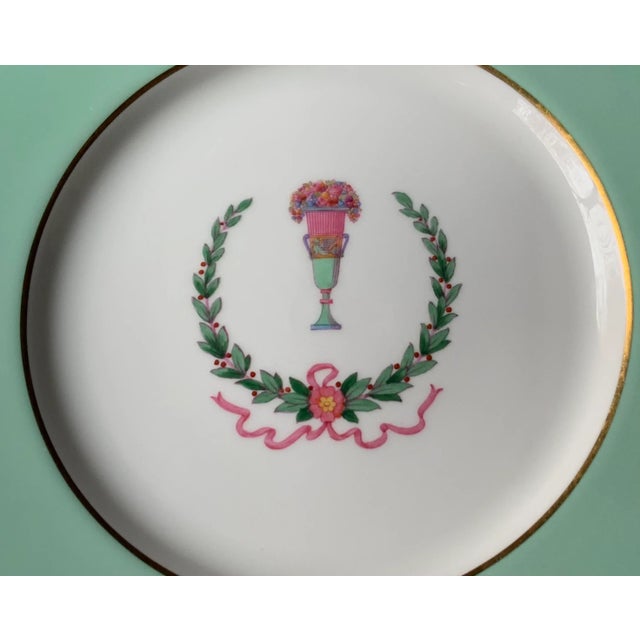 Neoclassical Spode Copeland Hand-Painted Serving Plate/Charger With Aqua Border, c.1900, 10.5" For Sale - Image 3 of 18