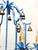 Splendid Italian Tole Vintage Baby Blue Faux Bamboo Pagoda Brass Chandelier ~ Rewired ~ Restored ~ Rejuvenated ~ Ready to Hang ~ For Sale In South Bend - Image 6 of 12