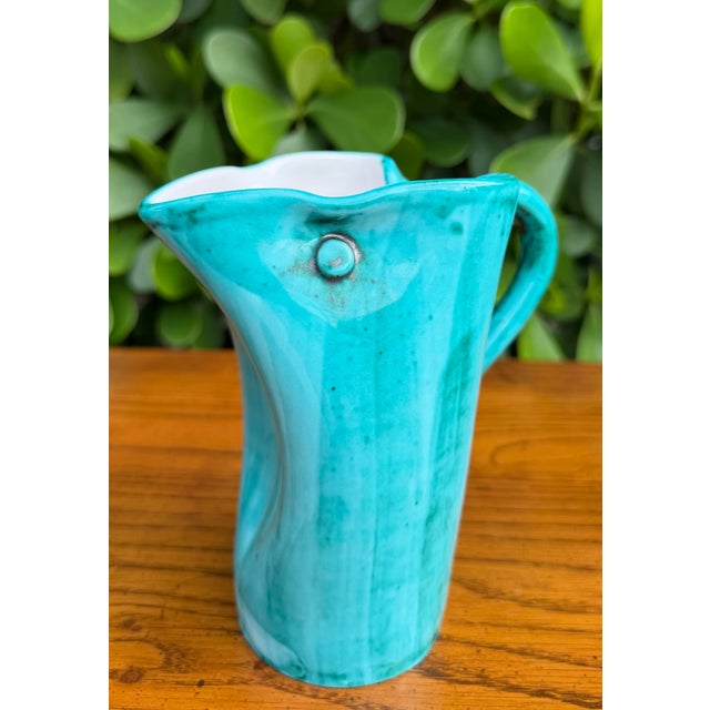 Mid 20th Century Mid Century Italian Turquoise Art Pottery Vessel | 6.5” For Sale - Image 5 of 9