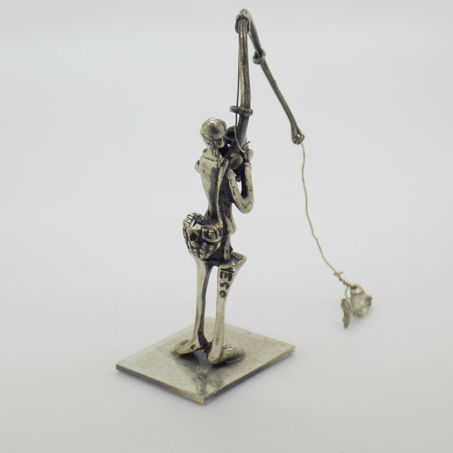Vintage Italian Genuine Silver 800 Fisherman Dollhouse Miniature Figurine by Yeso, Arezzo, 1970s For Sale - Image 6 of 13