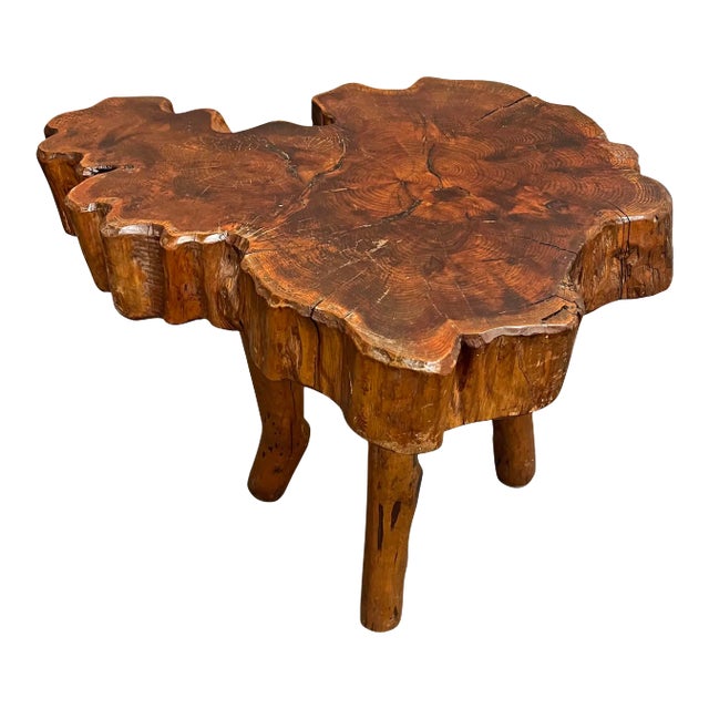 1950s French Modernist Live Edge Burl Table For Sale