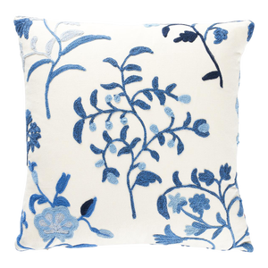Schumacher Raleigh Crewel Embroidery 14" Pillow B in Cornflower