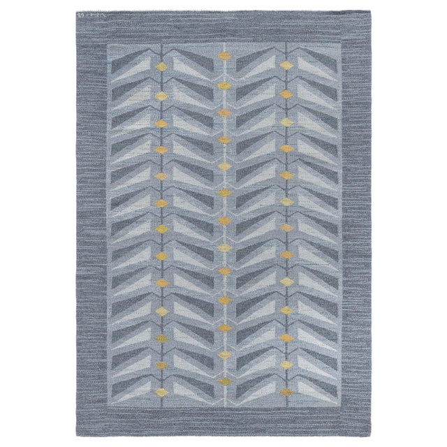 Doris Leslie Blau Vintage Swedish Flat-Weave Wool Rug, Signed VF-e-65 For Sale