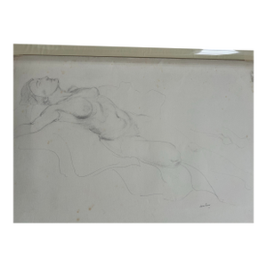 1970’s Original Abstract Expressionist Female Nude Study Drawing