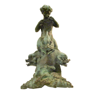 1940s Vintage Alexander Portnoff Cherub on Dolphin Bronze Fountain