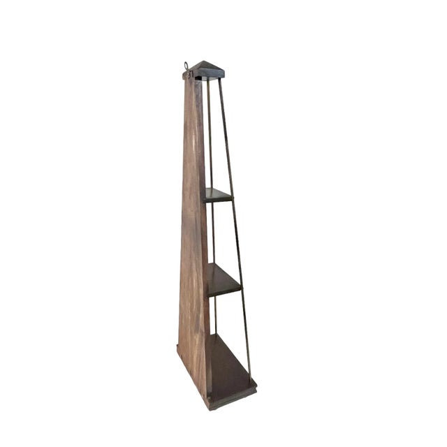 Mid-Century Modern Mid 20th Century Vintage Mahogany and Brass Obelisk Form Shelf For Sale - Image 3 of 10
