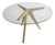Custom-Made Round Glass Top Kitchen Table With Starburst Sculptural Wood Base (42") For Sale