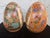 Vintage Hand-Painted Chinese Porcelain Decorative Egg Sculptures on Wooden Bases– Set of 2 – 5.5” For Sale In Orlando - Image 6 of 12