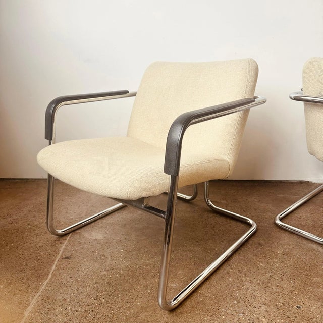 Pair of Mid Century Tubular Chrome Client Chairs For Sale - Image 4 of 10