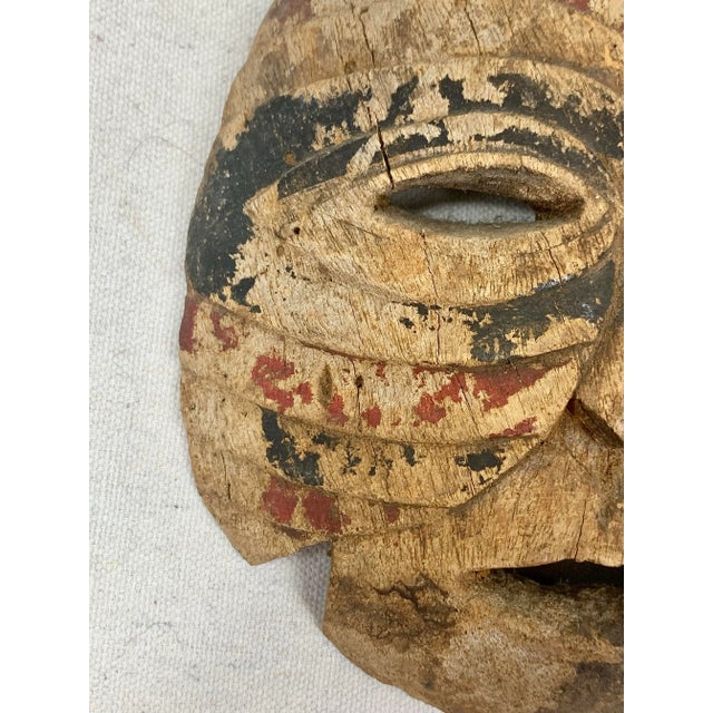 Brown Vintage African Wooden Mask For Sale - Image 8 of 12