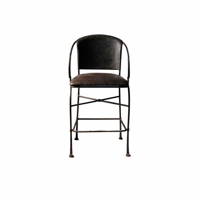 Metal Iron and Faux Leather Stools For Sale - Image 7 of 8
